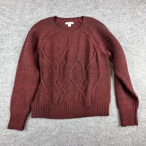 VTG Bass Sweater Men XL Red Cable Knit Crewneck Long Sleeve Pullover Heavyweight
